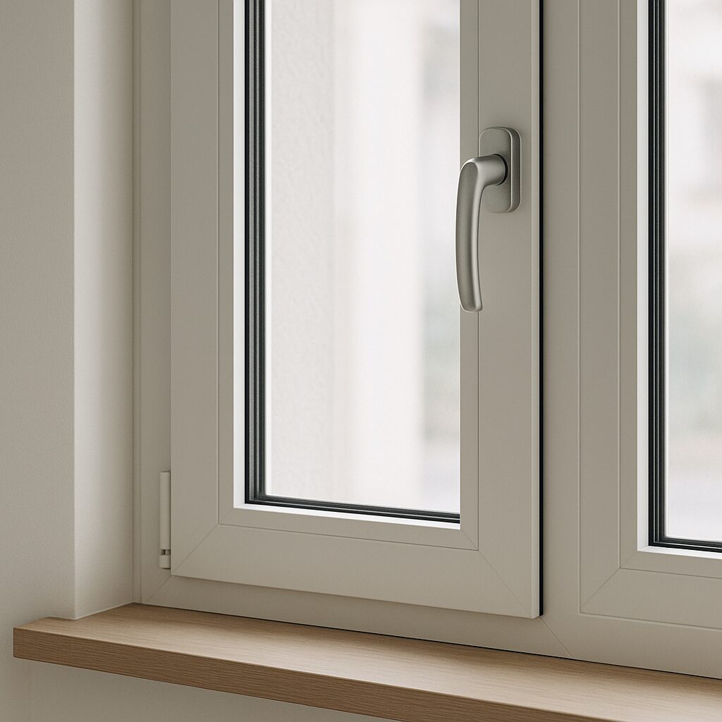Finestra in PVC bianco vista dall'interno
