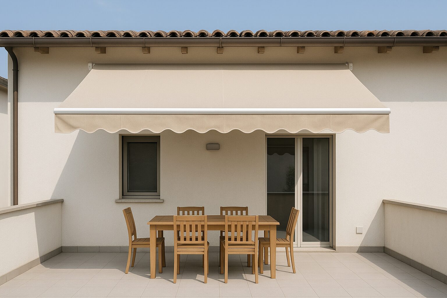 Tenda da sole a bracci su un terrazzo